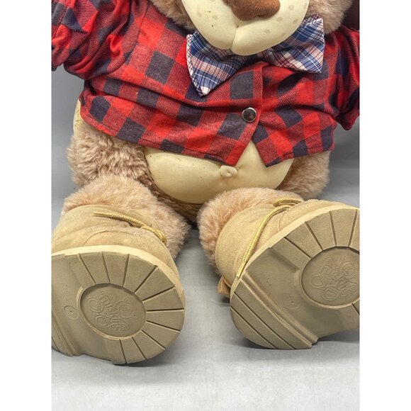 Vintage 1983 Xavier Roberts Original Farrell Furskin Plush Bear 22" plaid bow ti - Picture 3 of 11